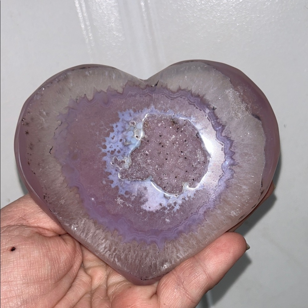 Handheld Lavender Agate Heart Decorative Accent